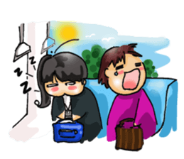 Stickers of a Sweating Employee-female sticker #1562223