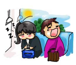 Stickers of a Sweating Employee-female sticker #1562223