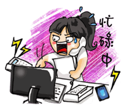 Stickers of a Sweating Employee-female sticker #1562237