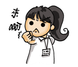 Stickers of a Sweating Employee-female sticker #1562241