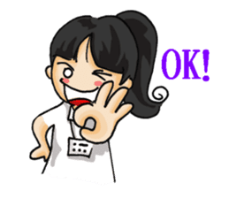 Stickers of a Sweating Employee-female sticker #1562245