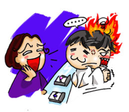 Stickers of a Sweating Employee-female sticker #1562251