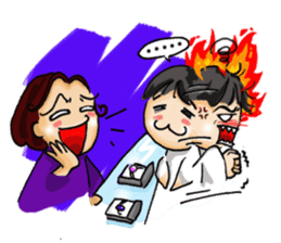 Stickers of a Sweating Employee-female sticker #1562251