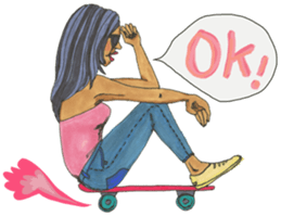 Black dog and girls! sticker #1701417