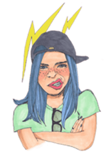 Black dog and girls! sticker #1701419