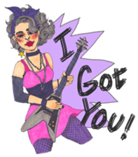 Black dog and girls! sticker #1701424