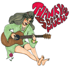 Black dog and girls! sticker #1701425