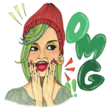 Black dog and girls! sticker #1701426