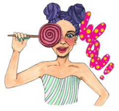 Black dog and girls! sticker #1701428