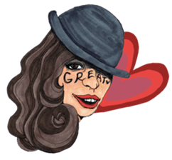 Black dog and girls! sticker #1701430