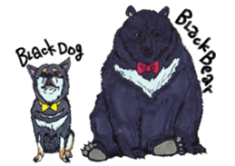 Black dog and girls! sticker #1701434