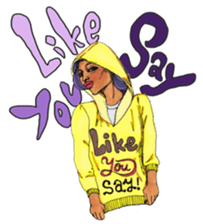 Black dog and girls! sticker #1701437