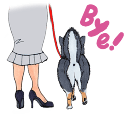 Black dog and girls! sticker #1701439