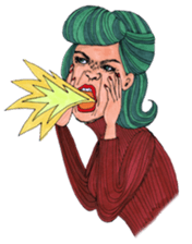 Black dog and girls! sticker #1701442