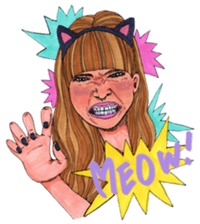 Black dog and girls! sticker #1701443