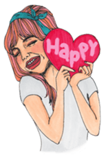 Black dog and girls! sticker #1701446