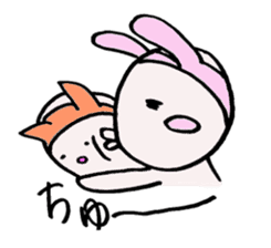 one word cat and rabbit sticker #1886129