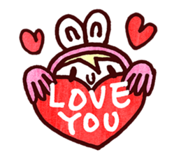 Pink Frog love Silly Wolf sticker #4835184