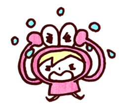 Pink Frog love Silly Wolf sticker #4835197