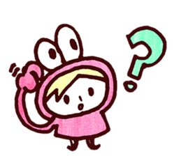 Pink Frog love Silly Wolf sticker #4835198