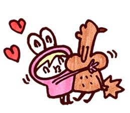 Pink Frog love Silly Wolf sticker #4835204