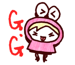 Pink Frog love Silly Wolf sticker #4835215