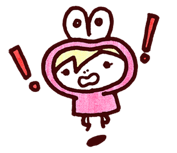 Pink Frog love Silly Wolf sticker #4835218