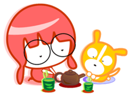 Pink girl and dog bark sticker #5631604