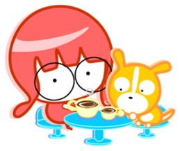 Pink girl and dog bark sticker #5631605