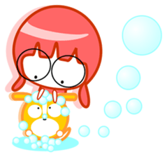 Pink girl and dog bark sticker #5631635