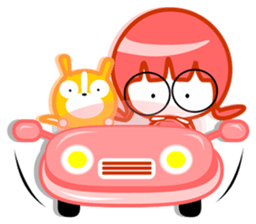 Pink girl and dog bark sticker #5631642