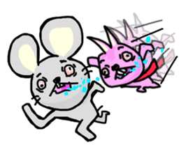 Timid mouse and rabbit wearing a tie sticker #6356943