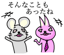Timid mouse and rabbit wearing a tie sticker #6356944