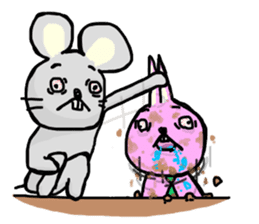 Timid mouse and rabbit wearing a tie sticker #6356949