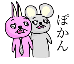 Timid mouse and rabbit wearing a tie sticker #6356951