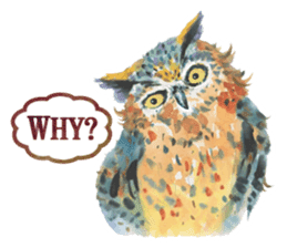 Watercolor owls sticker #7037552