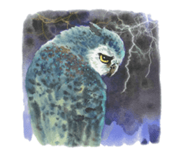 Watercolor owls sticker #7037565