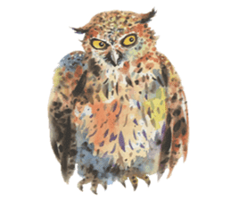 Watercolor owls sticker #7037566