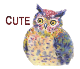 Watercolor owls sticker #7037580