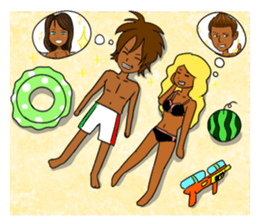 Sticker on the theme of suntan.Season 2 sticker #7042028