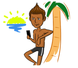 It is a sticker on the theme of suntan. sticker #1404586