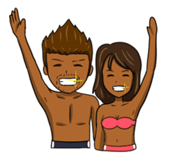 It is a sticker on the theme of suntan. sticker #1404587