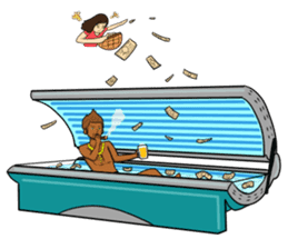 It is a sticker on the theme of suntan. sticker #1404596