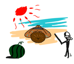 It is a sticker on the theme of suntan. sticker #1404605