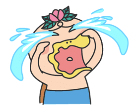 The message of flower blooming HANAKAPPA sticker #8496