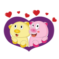 Plump Pink Couple In Love Animated