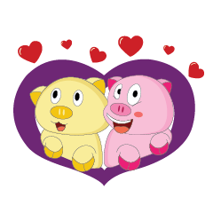 Plump Pink Couple In Love Animated
