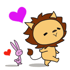 Cute LION & Rabbit STICKER by Peko