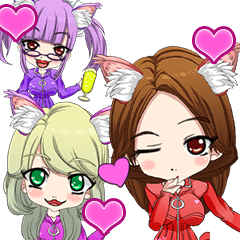 Cat ear ear leather suit girl English..