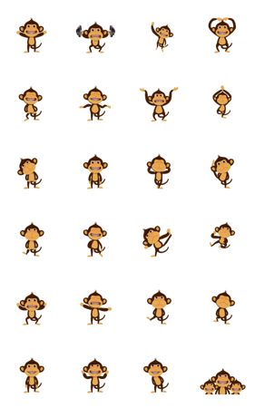 Awake Monkey Happy V2 Lineクリエイターズスタンプ Stamplist